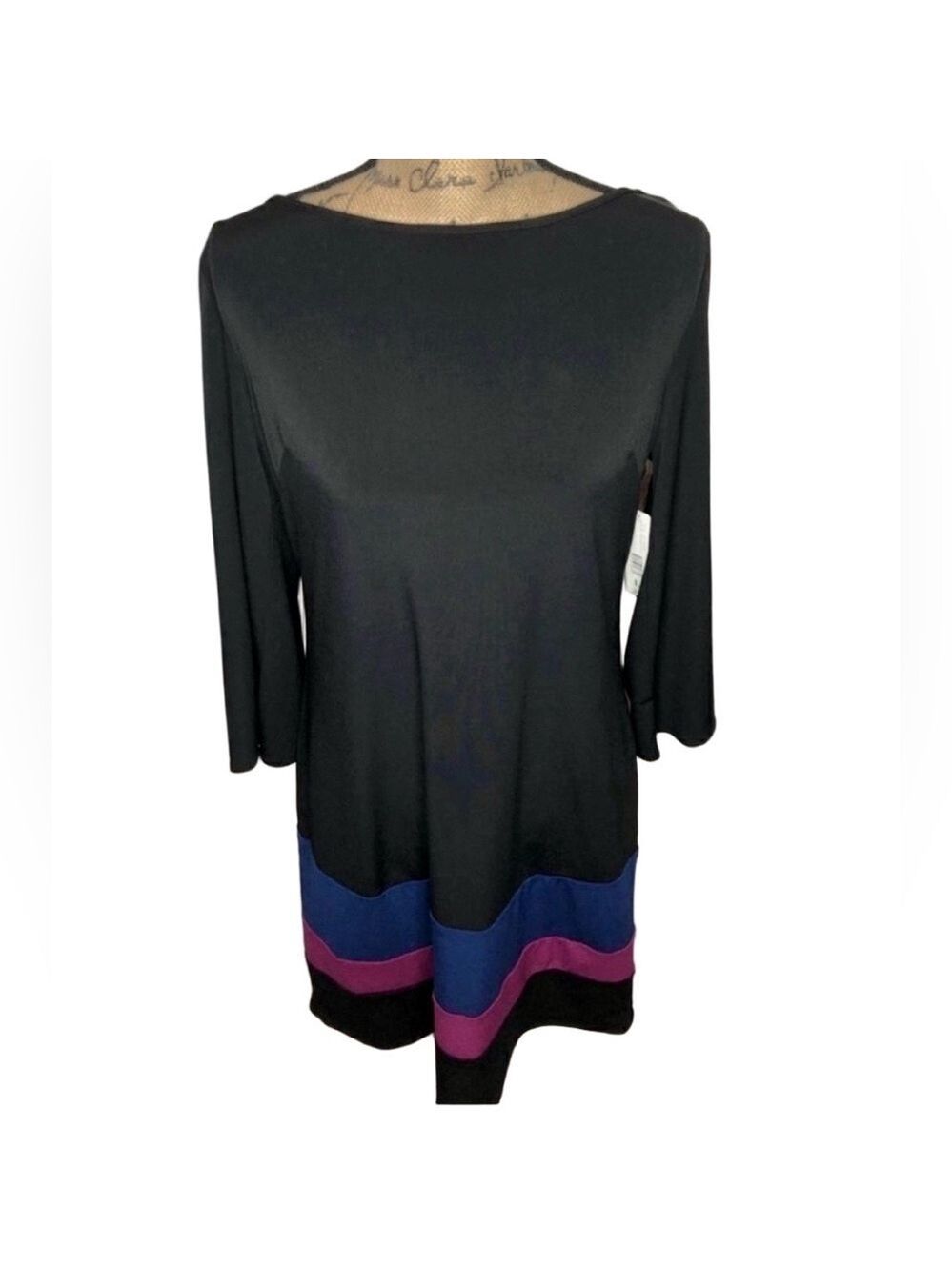 NWT Laundry by Design Popover Dress Black Stripe Hem Size L
